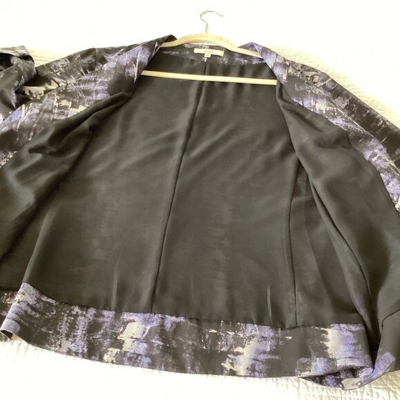 Sejour Womens Open Front Kimono Jacket Size 18W Black & Purple Abstract Print - Picture 6 of 16